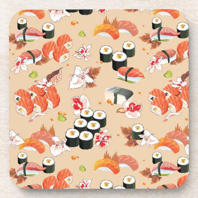 Japanese Food: Sushi Pattern 3 Coaster (Front)