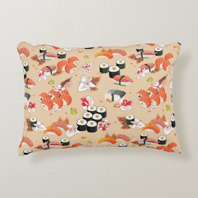 Japanese Food: Sushi Pattern 3 Decorative Cushion (Front)
