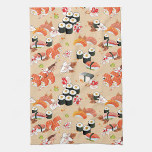 Japanese Food: Sushi Pattern 3 Tea Towel