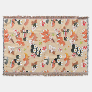 Japanese Food: Sushi Pattern 3 Throw Blanket