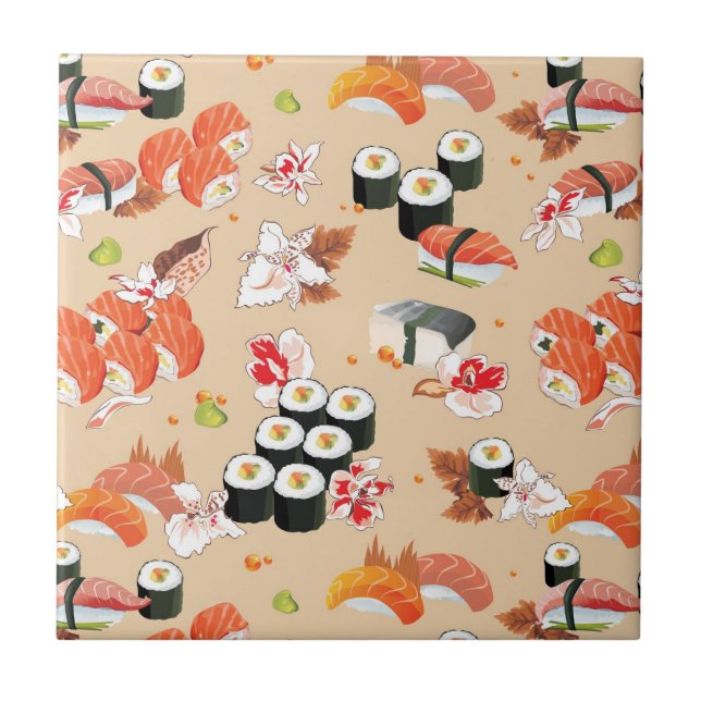 Japanese Food: Sushi Pattern 3 Tile (Front)