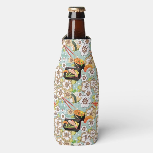 Japanese Food: Sushi Pattern 4 Bottle Cooler (Bottle Front)