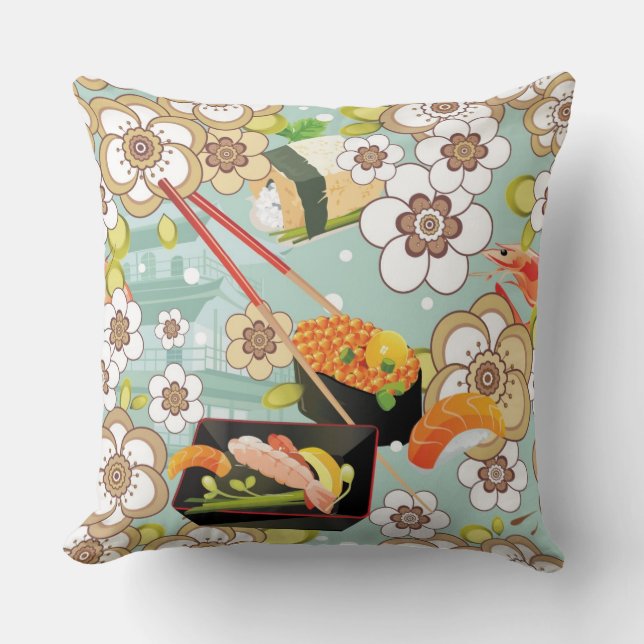 Japanese Food: Sushi Pattern 4 Cushion (Front)