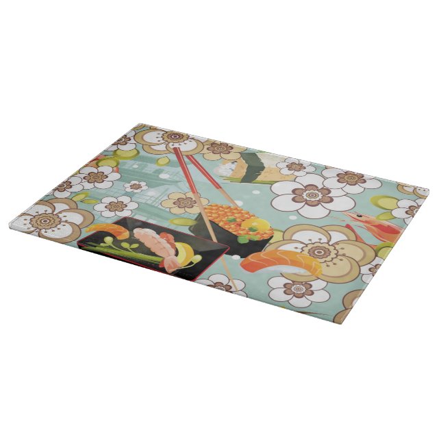 Japanese Food: Sushi Pattern 4 Cutting Board (Corner)