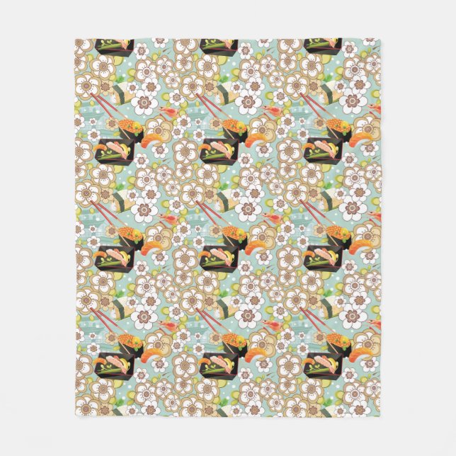 Japanese Food: Sushi Pattern 4 Fleece Blanket (Front)