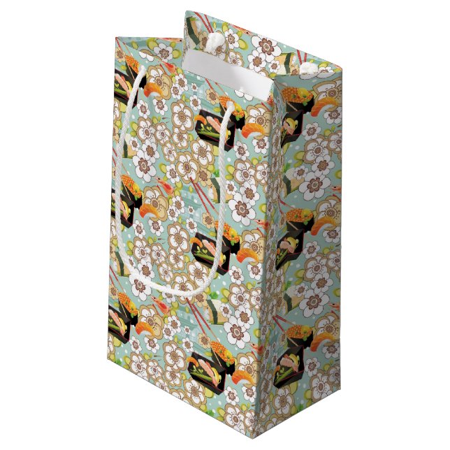 Japanese Food: Sushi Pattern 4 Small Gift Bag (Back Angled)