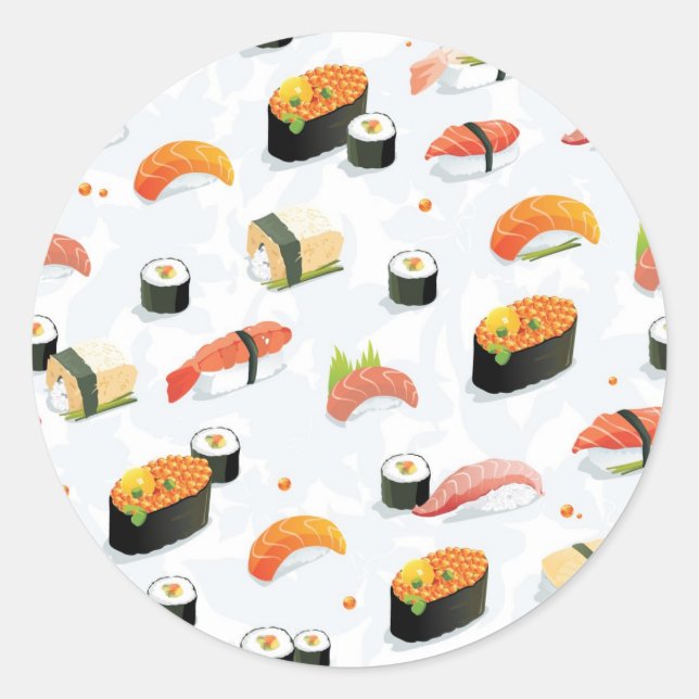 Japanese Food: Sushi Pattern Classic Round Sticker (Front)