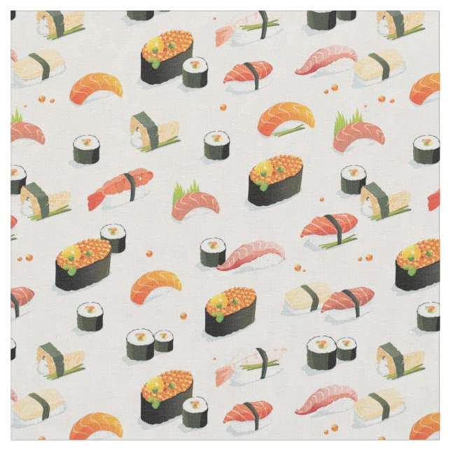 Japanese Food: Sushi Pattern Fabric (Close Up)