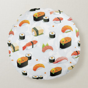 Japanese Food: Sushi Pattern Round Cushion