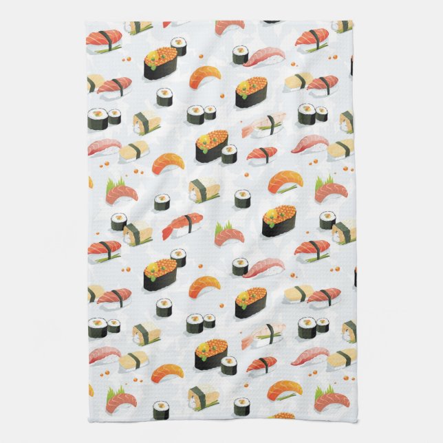 Japanese Food: Sushi Pattern Tea Towel (Vertical)