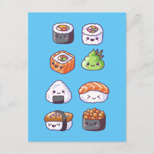 Japanese Food Sushi Roll Postcard