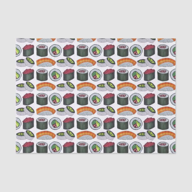 Japanese Food Sushi Rolls Salmon Nigri Tuna Tissue Paper (Front)