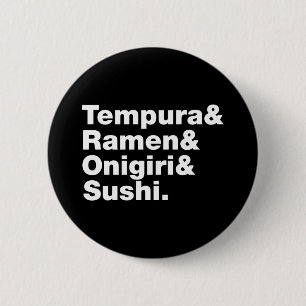 Japanese Foods Tempura & Ramen & Onigiri & Sushi. 6 Cm Round Badge