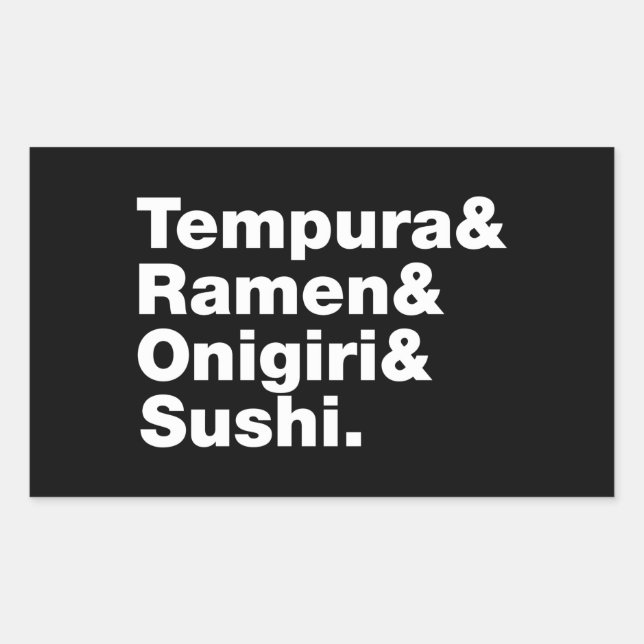 Japanese Foods Tempura & Ramen & Onigiri & Sushi.  Rectangular Sticker (Front)