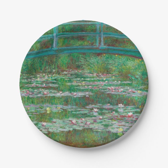 Japanese Footbridge Claude Monet Impressionist Paper Plate (Front)