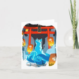 Japanese Fox and Pagoda Thank You Card