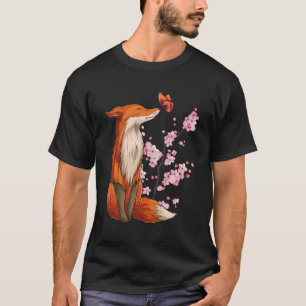 Japanese Fox Cherry Blossom Flower Sakura Trees Ka T-Shirt