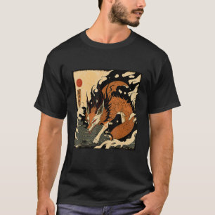 Japanese Fox Spirit of Inari Kitsune 狐火 Vintage Ja T-Shirt