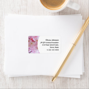 Japanese freelance translator pink cherry blossom  label
