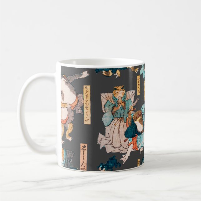 Japanese Frog ukiyo-e Froggies Coffee Mug (Left)