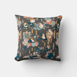 Japanese Frog ukiyo-e Froggies Cushion