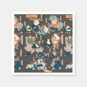 Japanese Frog ukiyo-e Froggies Napkin