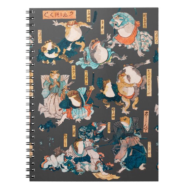 Japanese Frog ukiyo-e Froggies Notebook (Front)