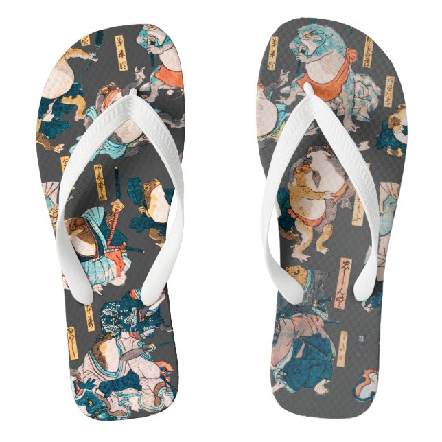 Japanese Frog ukiyo-e Froggies Thongs (Footbed)