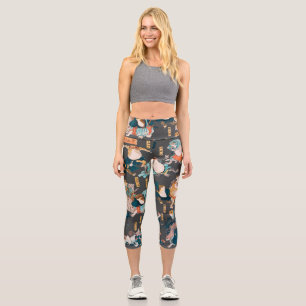Japanese Frog Woodblock Print Kuniyoshi Ukiyo-e Capri Leggings
