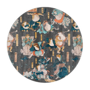 Japanese Frog Woodblock Print Kuniyoshi Ukiyo-e Cutting Board