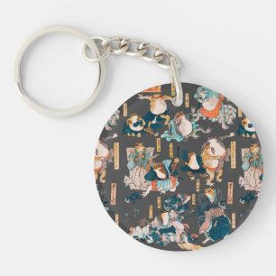 Japanese Frog Woodblock Print Kuniyoshi Ukiyo-e Key Ring