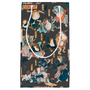 Japanese Frog Woodblock Print Kuniyoshi Ukiyo-e Small Gift Bag