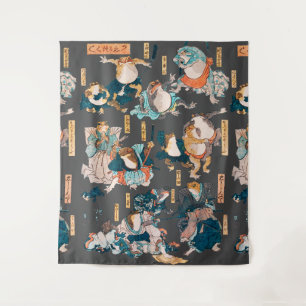 Japanese Frog Woodblock Print Kuniyoshi Ukiyo-e Tapestry