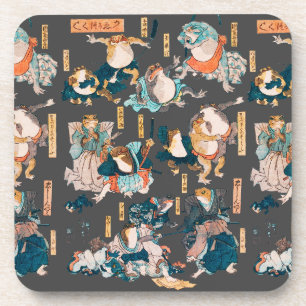 Japanese Frog Woodblock ukiyo-e anime hero Coaster