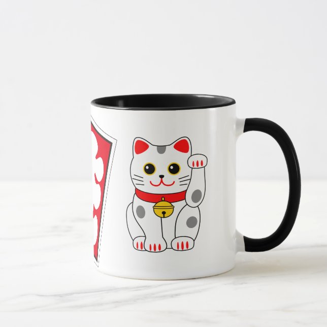 Japanese Full House Mark & Beckoning Cats Mug (Right)