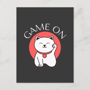 Japanese Game On Cat Charm - Good Gaming Postcard