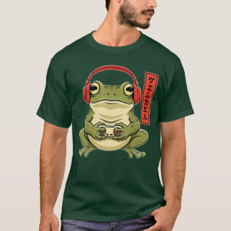 Japanese Gamer Frog Art Funny Vintage Gaming Retro T-Shirt