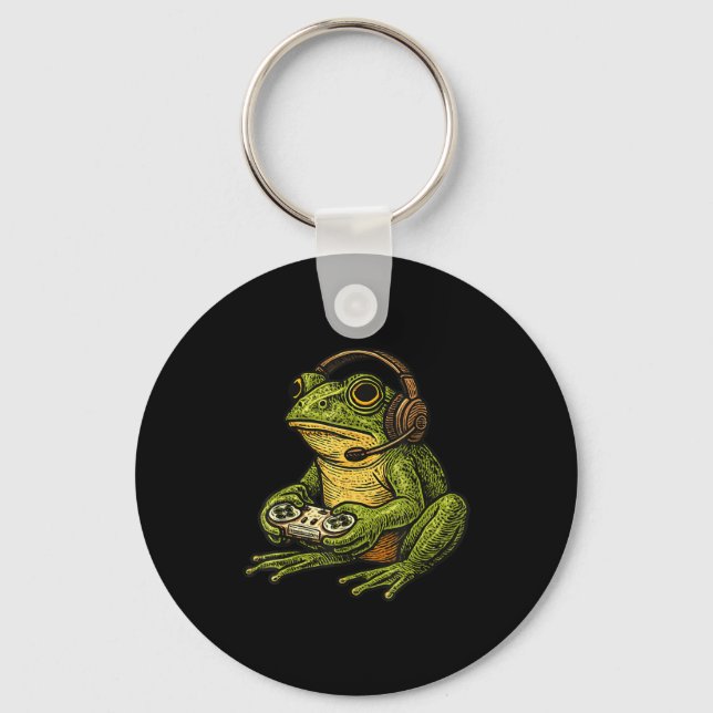 Japanese Gamer Frog Art Men Women Boys Funny Vinta Key Ring (Front)