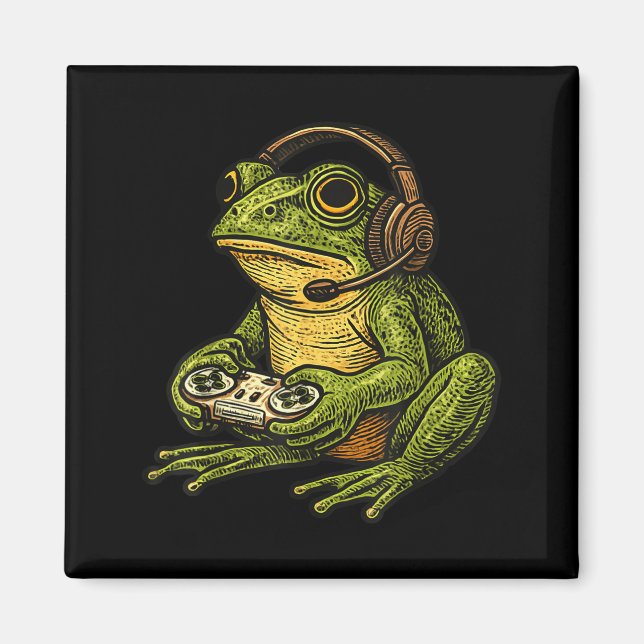 Japanese Gamer Frog Art Men Women Boys Funny Vinta Magnet (Front)