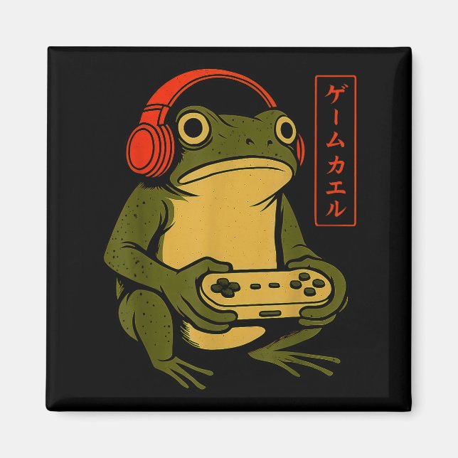 Japanese Gamer Frog Art Men Women Boys Funny Vinta Magnet (Front)