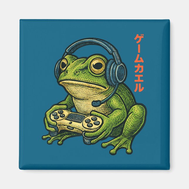 Japanese Gamer Frog Art Men Women Boys Funny Vinta Magnet (Front)