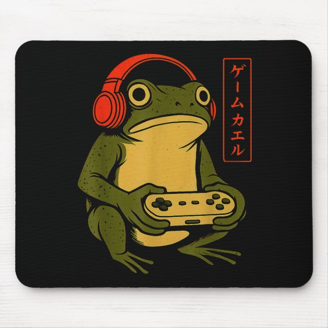 Japanese Gamer Frog Art Men Women Boys Funny Vinta Mouse Pad (Front)