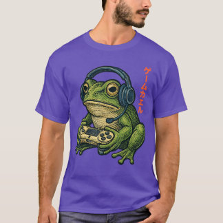 Japanese Gamer Frog Art Men Women Boys Funny Vinta T-Shirt