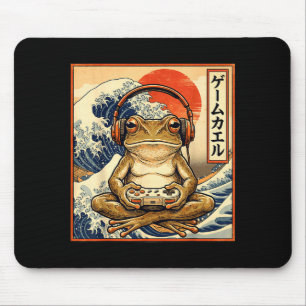 Japanese Gaming Frog Great Wave Graphic Art Mouse Pad