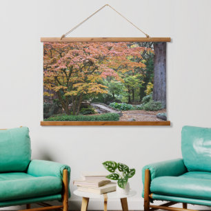 Japanese Garden Autumn Leaf Colour Landscape Hanging Tapestry