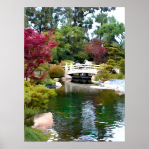 Japanese Garden Bridge and Koi Pond Poster