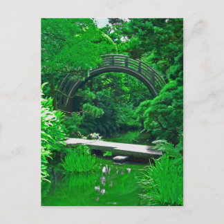 Japanese Garden Bridges photo painting postcard