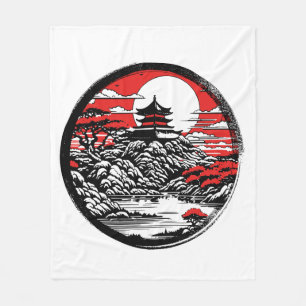 Japanese garden fleece blanket