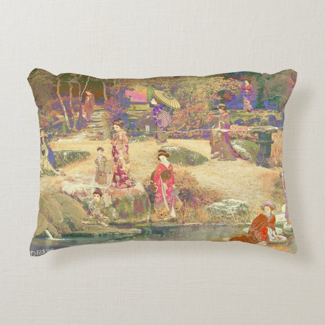 Japanese Garden II / Washed Edition Decorative Cushion (Front)