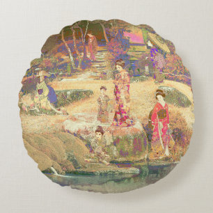 Japanese Garden II / Washed Edition Round Cushion